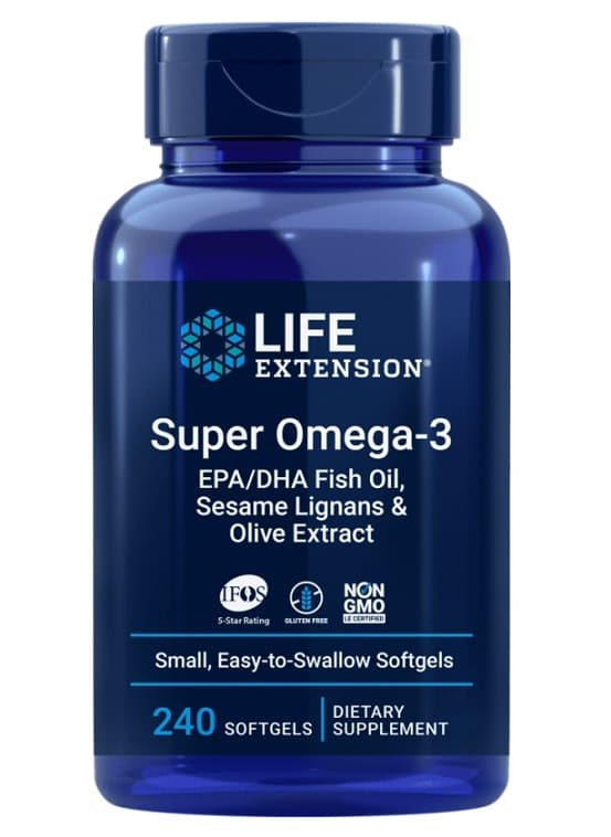 Super Omega-3 EPA/DHA Fish Oil, Sesame Lignans & Olive Extract - 240 softgels
