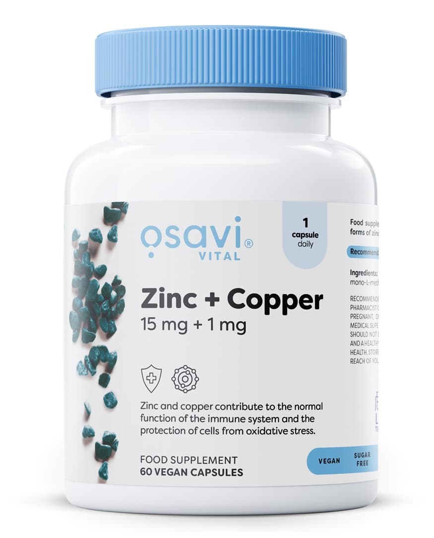 Zinc + Copper, 15mg + 1mg - 60 vegan caps