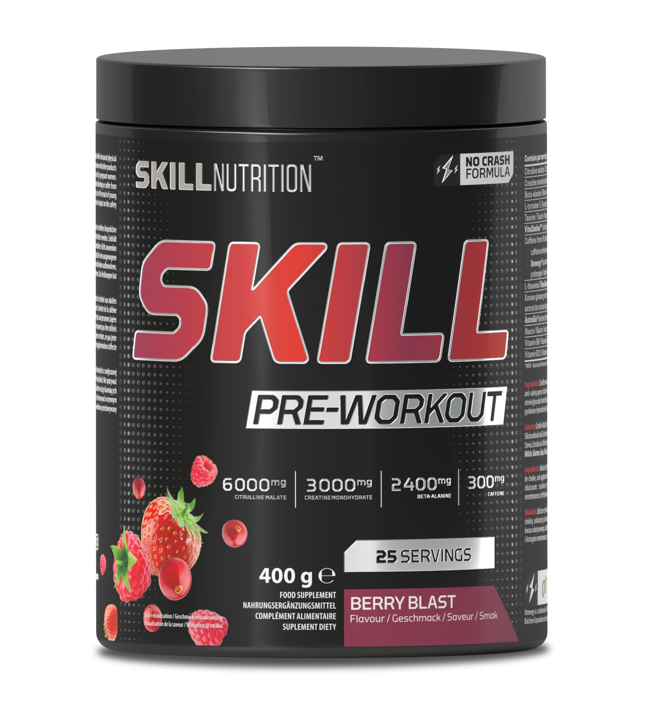 Skill Pre-Workout, Berry Blast - 400-412g